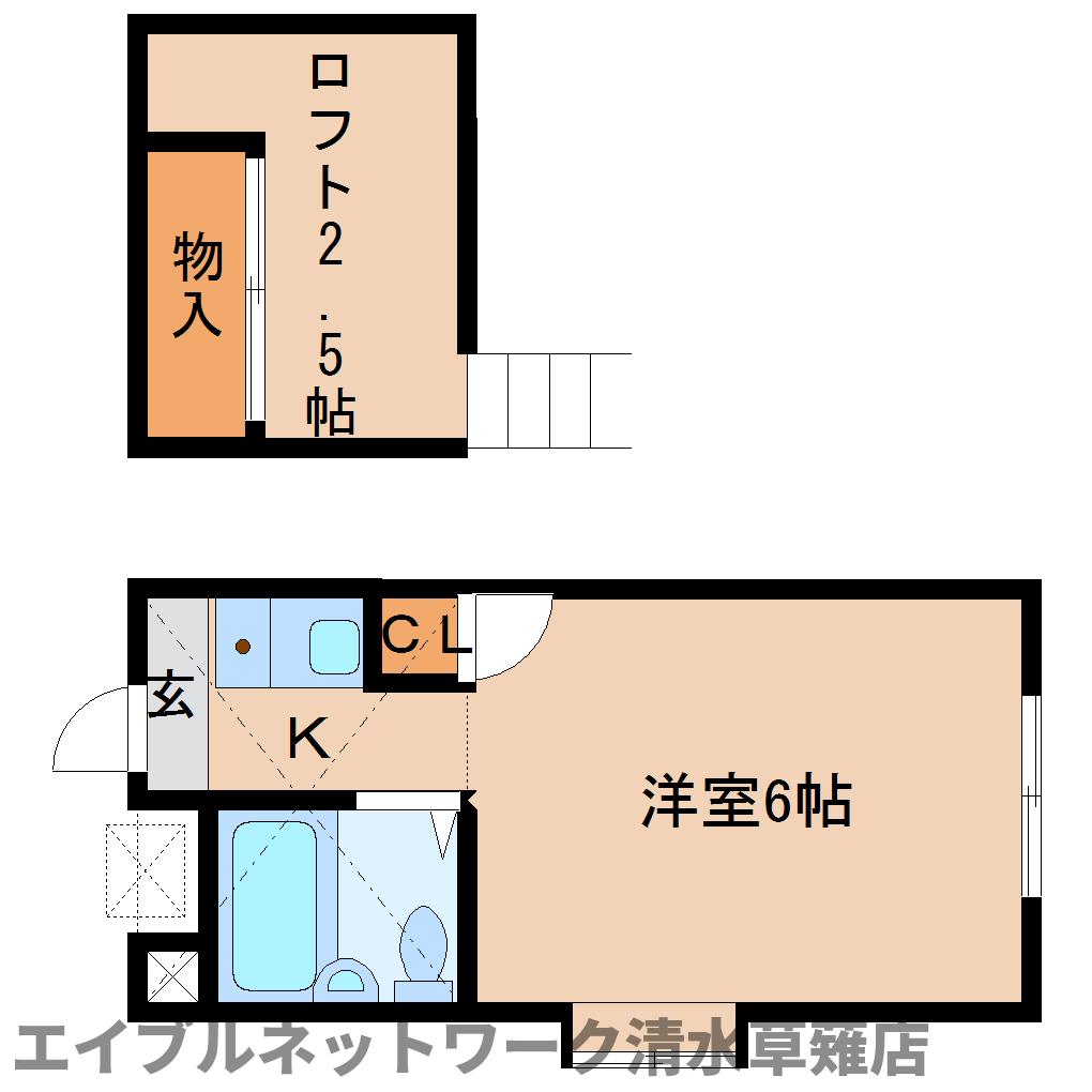 静岡市清水区草薙のアパートの間取り