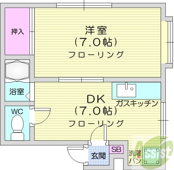 札幌市北区北二十四条西のアパートの間取り