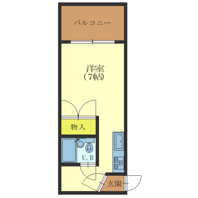 函館市五稜郭町のアパートの間取り