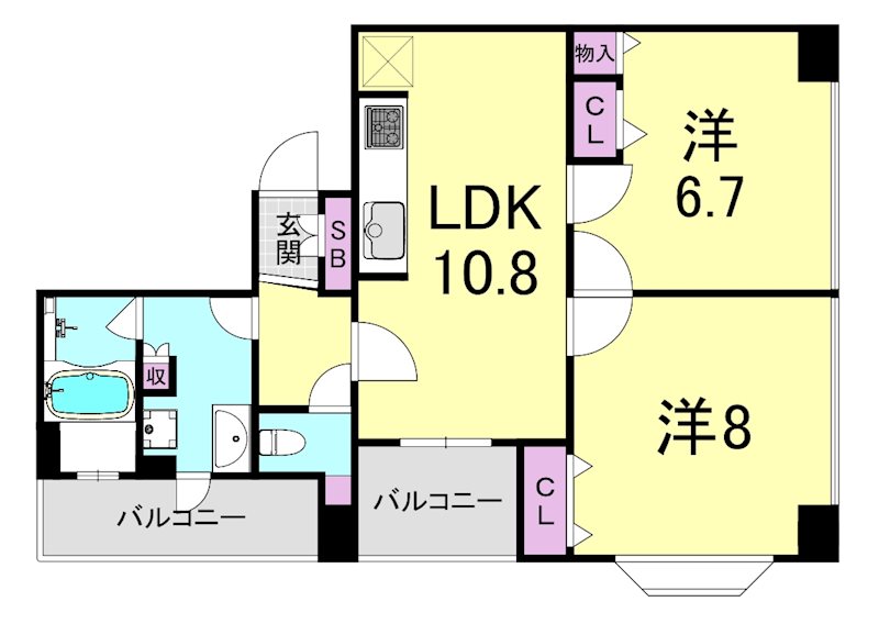 大阪市中央区東心斎橋のマンションの間取り