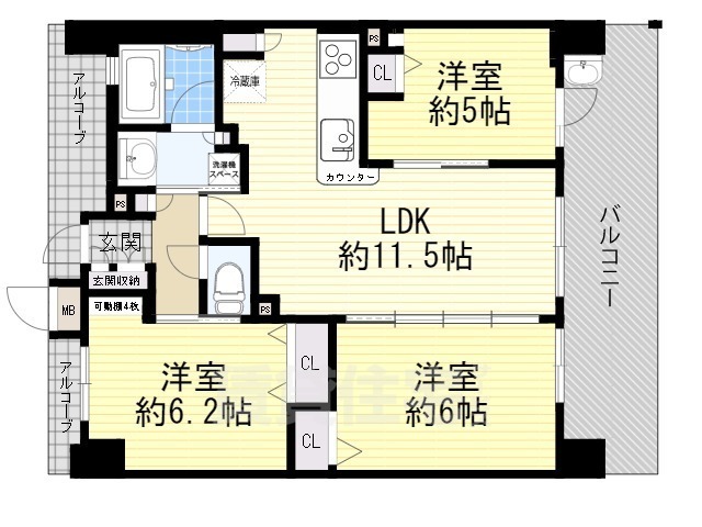 豊中市庄内東町のマンションの間取り