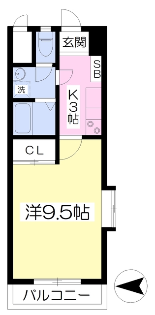 松山市祇園町のマンションの間取り