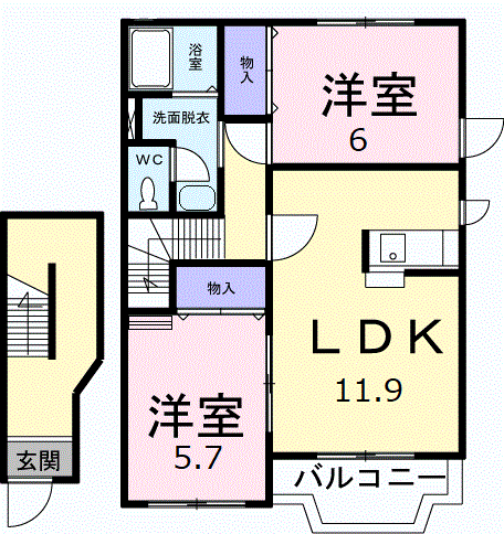 度会郡玉城町妙法寺のアパートの間取り