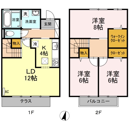 倉敷市中庄のアパートの間取り