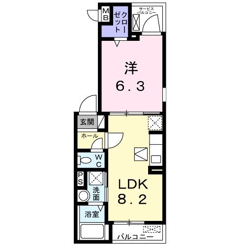 福山市南蔵王町のアパートの間取り