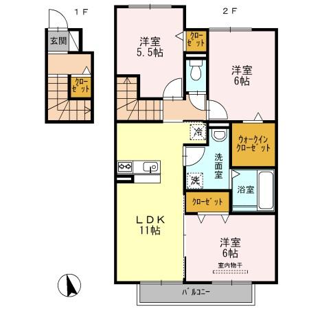 岩出市今中のアパートの間取り