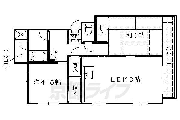 京都市伏見区納所町のマンションの間取り