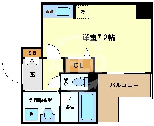 大阪市中央区南新町のマンションの間取り