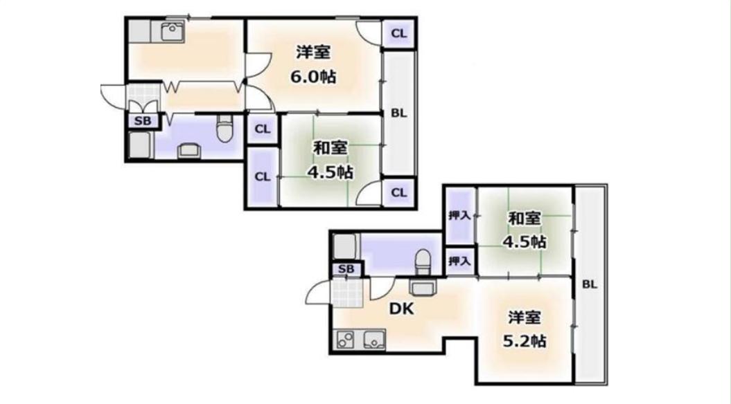 【大阪市浪速区下寺のマンションの間取り】