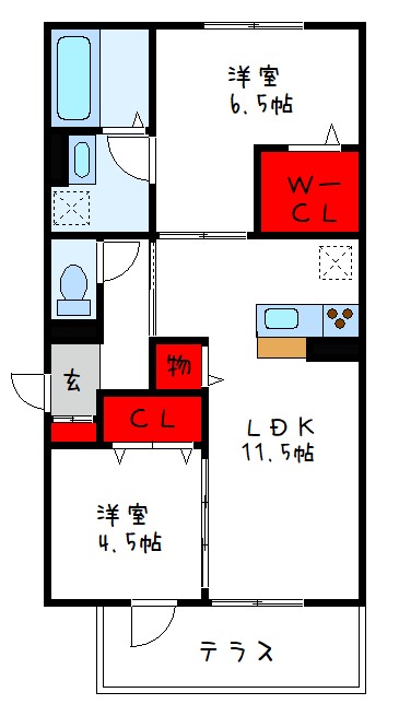 八尾市竹渕東のアパートの間取り