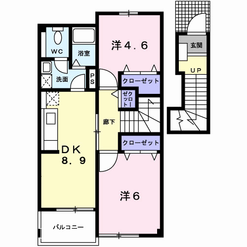 高岡市中保のアパートの間取り