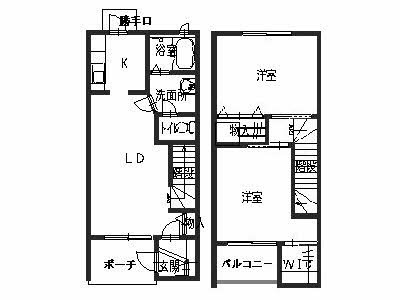 香芝市逢坂のアパートの間取り