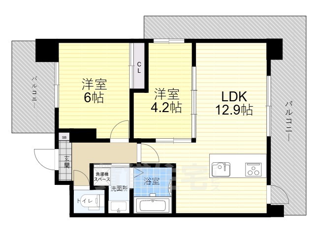 豊中市庄内幸町のマンションの間取り