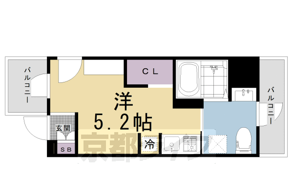 京都市北区紫竹上緑町のマンションの間取り