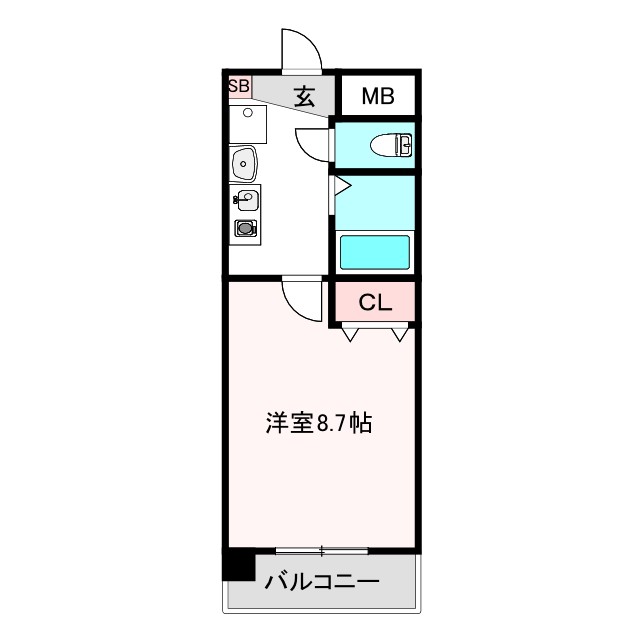 大阪市阿倍野区王子町のマンションの間取り