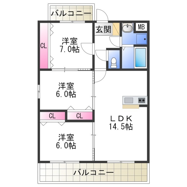 レーヴメゾン羽衣の間取り