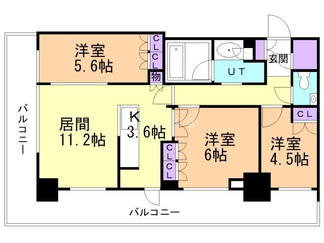 札幌市中央区南二条西のマンションの間取り