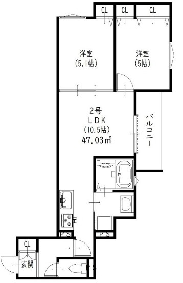 四條畷市雁屋西町のアパートの間取り