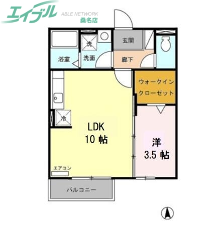 桑名市赤尾台のアパートの間取り