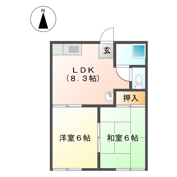 サニーライフ栗真　三重大学前　Ｃの間取り