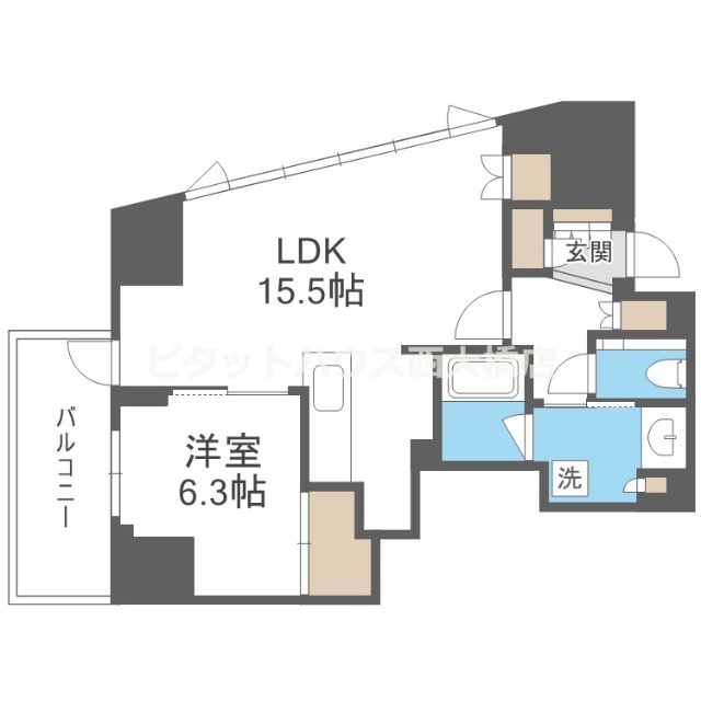 地下鉄長堀鶴見緑地線 西長堀駅 徒歩4分 36階建 築2年の間取り写真