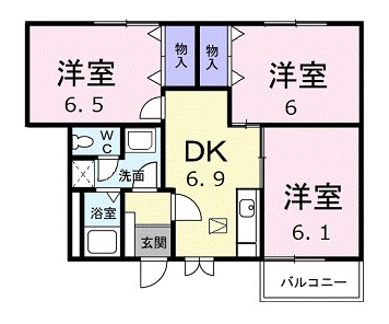 安芸高田市八千代町下根のアパートの間取り