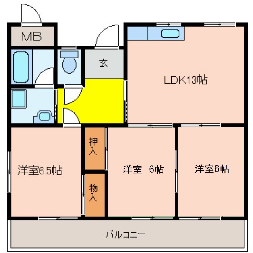 八尾市曙川東のマンションの間取り