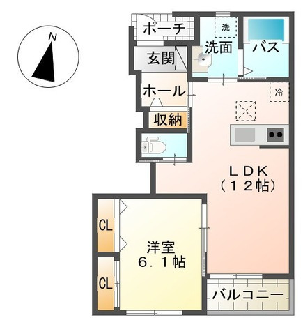 茂原市木崎のアパートの間取り