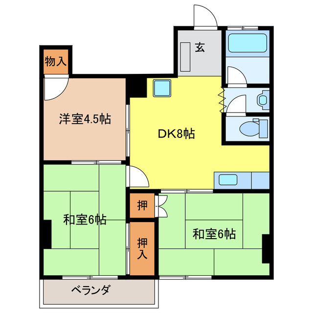 岐阜市大菅南のマンションの間取り