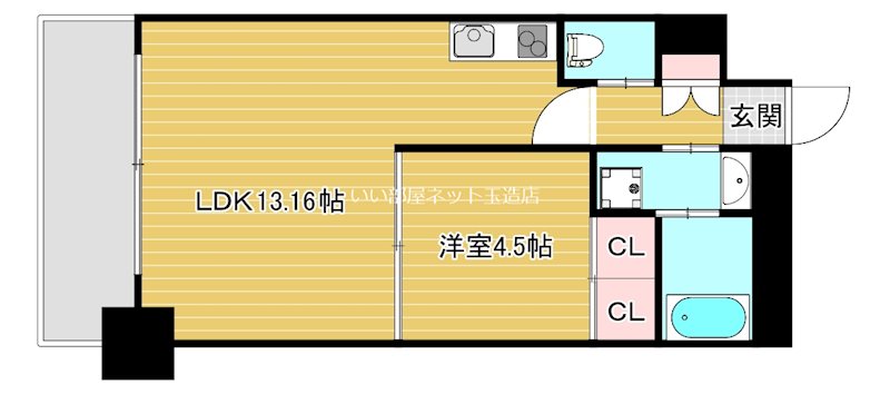 大阪市東成区中道のマンションの間取り