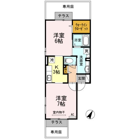 広島市西区東観音町のアパートの間取り