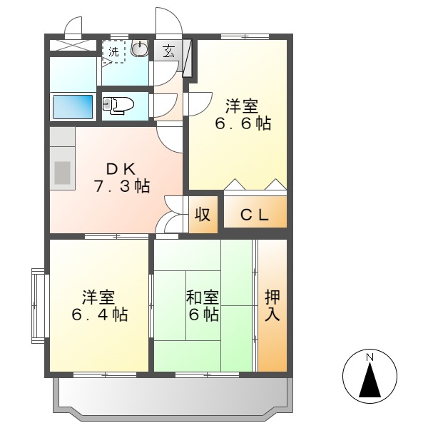 倉敷市真備町川辺のマンションの間取り