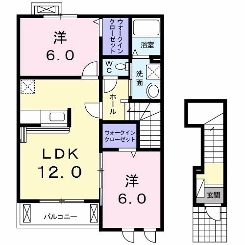 橿原市鳥屋町のアパートの間取り