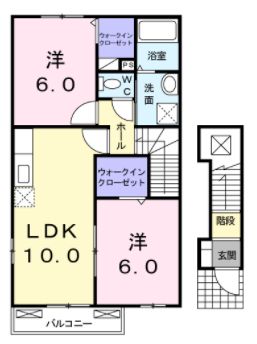 【高松市牟礼町原のアパートの間取り】