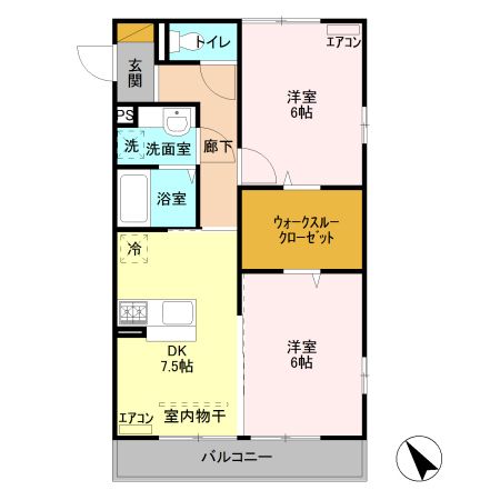 前橋市天川大島町のアパートの間取り