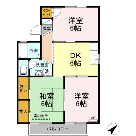 岡山市南区大福のアパートの間取り