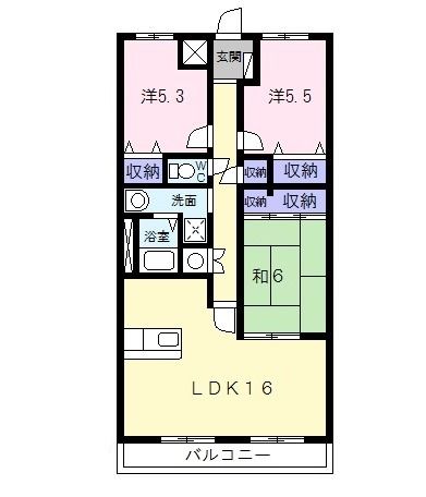 松阪市中央町のアパートの間取り