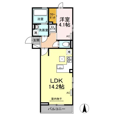 松山市西長戸町のアパートの間取り