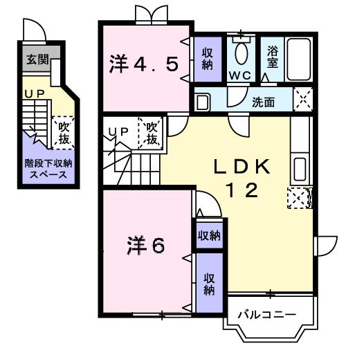 筑後市大字一条のアパートの間取り