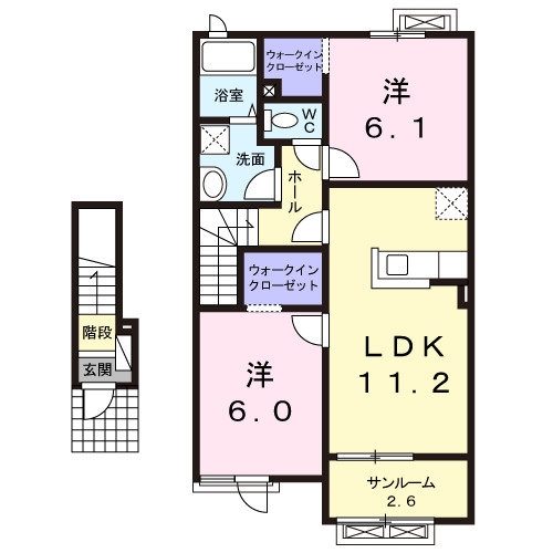 富山市本郷町のアパートの間取り