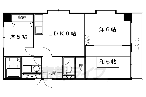 京都市伏見区深草フチ町のマンションの間取り