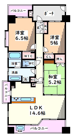 日野市新町のマンションの間取り