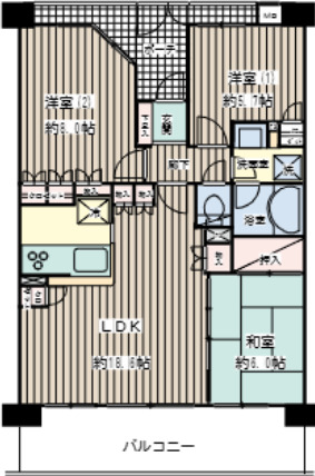 【川崎市川崎区小田栄のマンションの間取り】