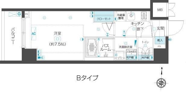 新宿区市谷本村町のマンションの間取り