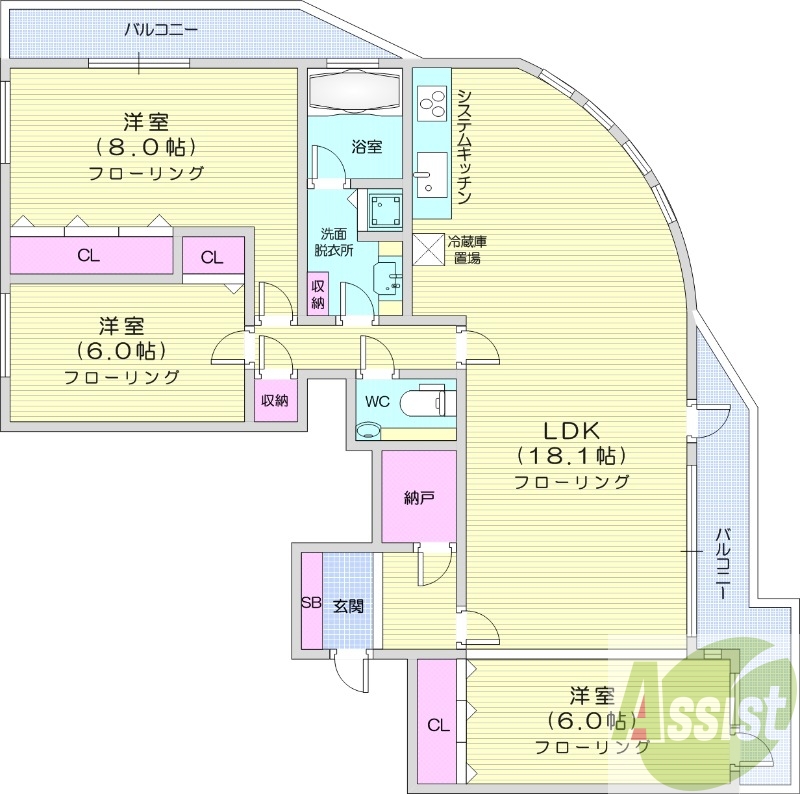 ラピス宮の森三条の間取り