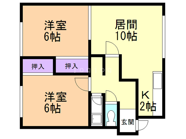 札幌市北区拓北四条のアパートの間取り