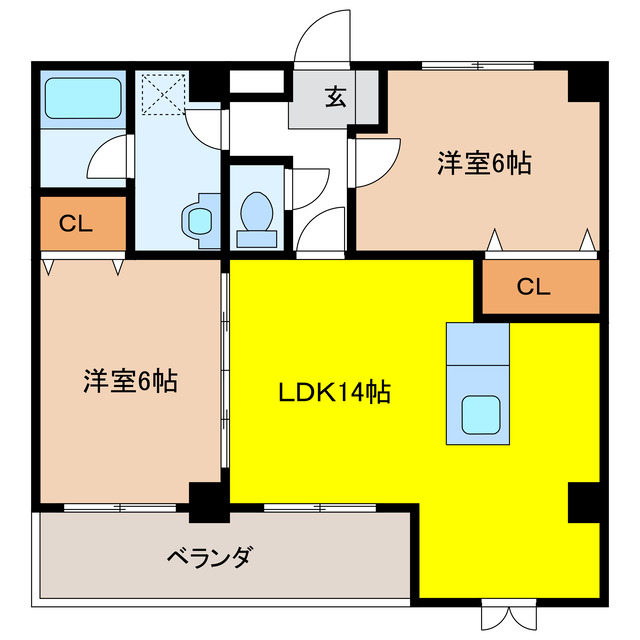 岐阜市柳津町北塚のマンションの間取り