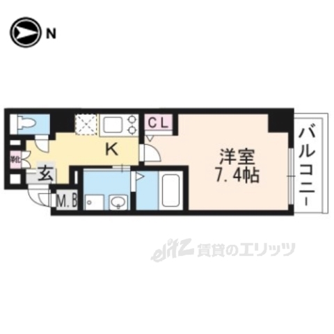 京都市右京区梅津南上田町のマンションの間取り