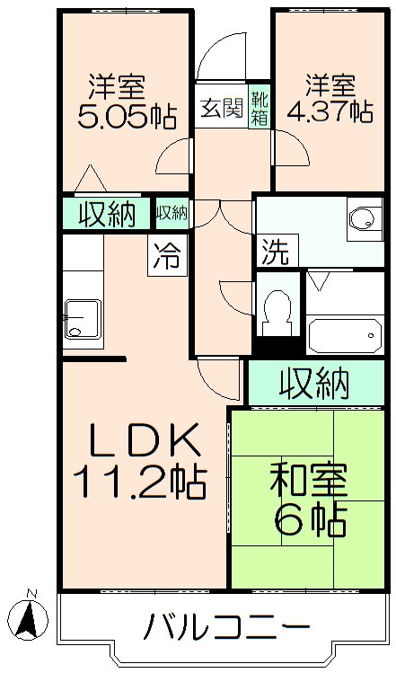 第2かしの木ハイツの間取り