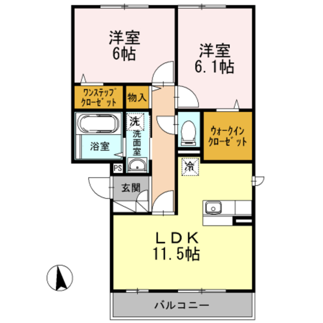 伊勢原市下糟屋のアパートの間取り